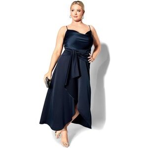 City Chic Blue Asymmetrical Tie Front Sundress